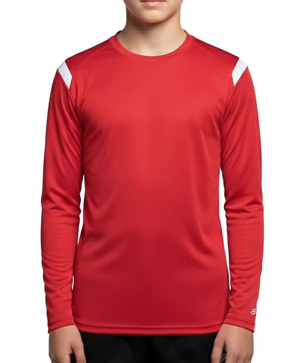 Badger Youth On The Rise Sport Paneled Long Sleeve Performance Shirt