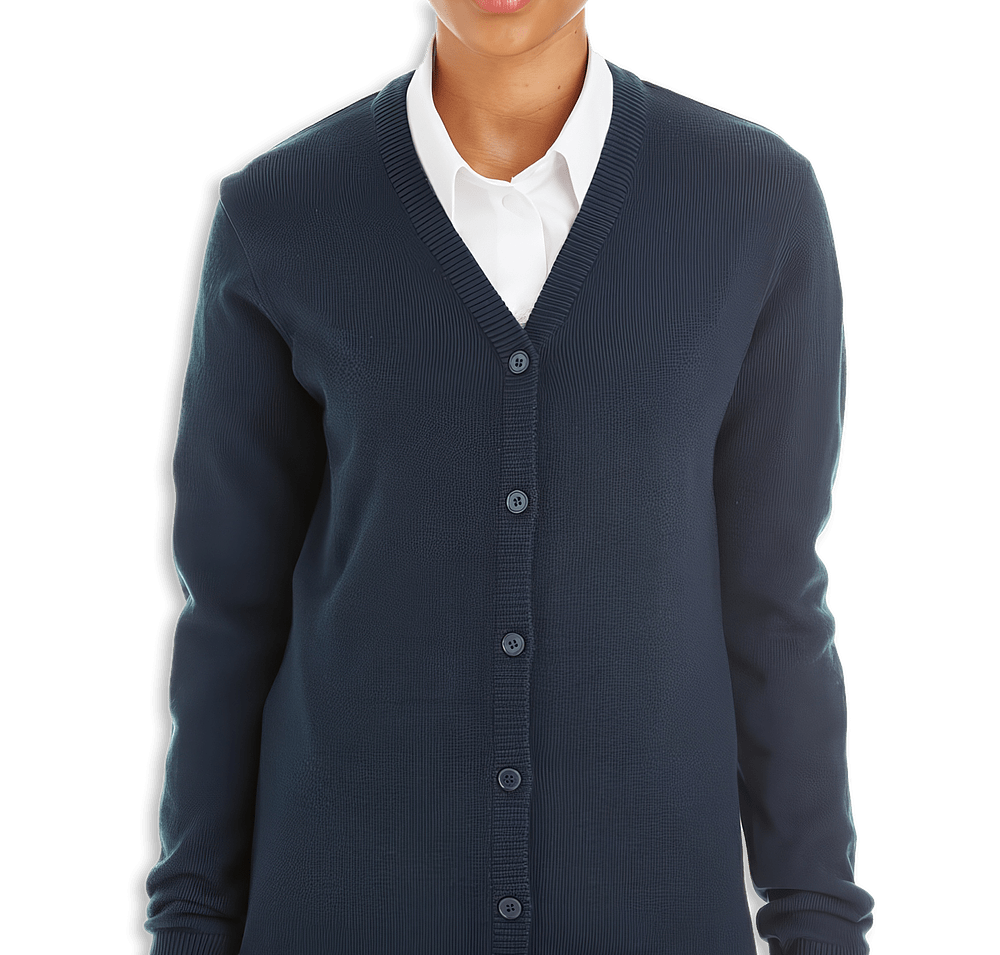 Harriton Women's Pilbloc V-Neck Button-Up Cardigan - Printed-default