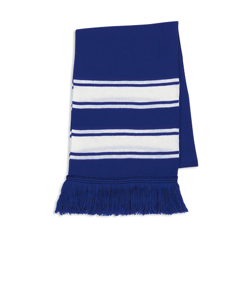 Two-Tone Knit Scarf with Fringe in Royal Blue
