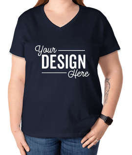 Gildan Women's 100% Cotton V-Neck T-shirt - Color: Navy
