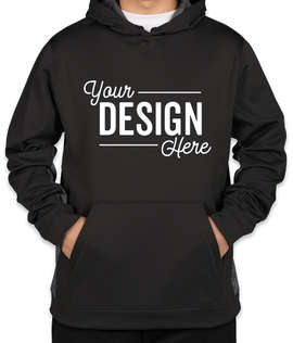 Sport-Tek CamoHex Colorblock Performance Pullover Hoodie - Color: Black / Dark Smoke Grey