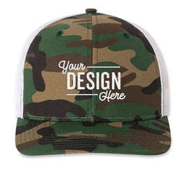 Richardson Patterned Snapback Trucker Hat - Color: Army Camo / White