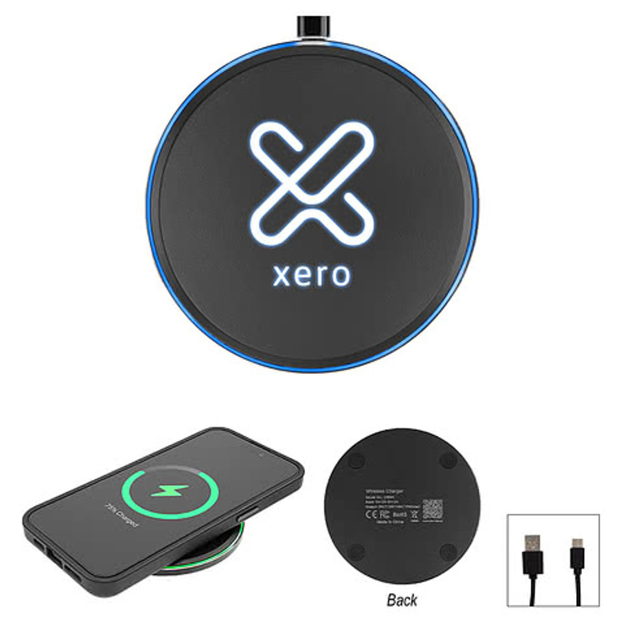 Laser Engraved 15W Slim Wireless Charging Pad in BLACK