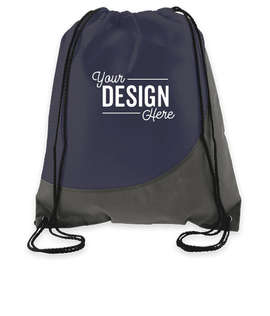 Promotional Non-Woven Colorblock Drawstring Bag - Color: Navy