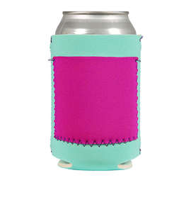 Full Color Neoprene Can Cooler with Pocket - Color: Tropical / Rose / Royal Blue