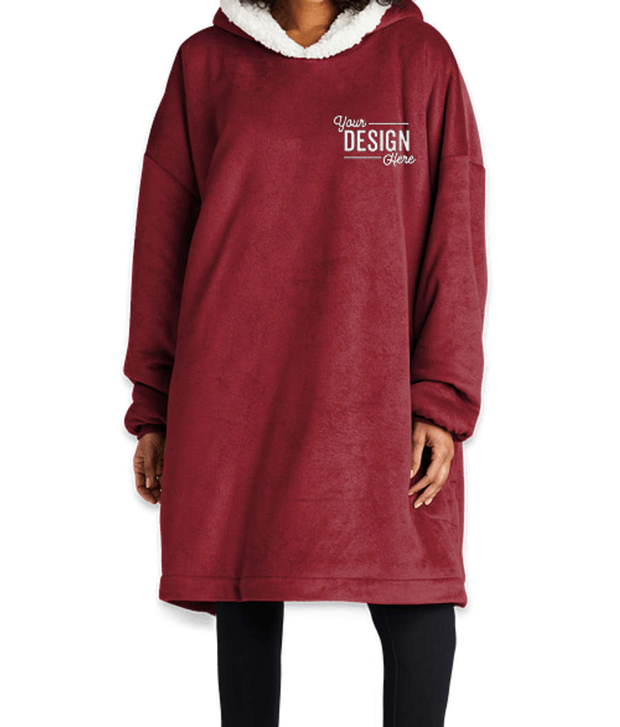 Port Authority Mountain Lodge Wearable Fleece Blanket in Red Rhubarb