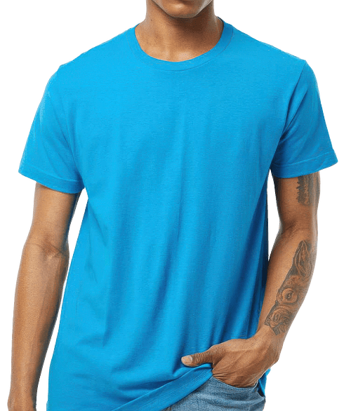 Tultex Fine Jersey Crewneck T-shirt in Turquoise