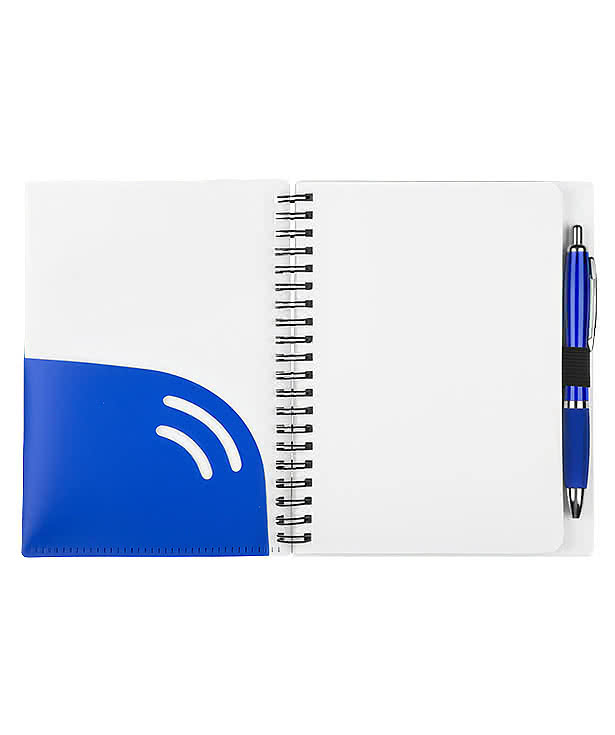 Curvy Top Hard Cover Spiral Notebook with Pen