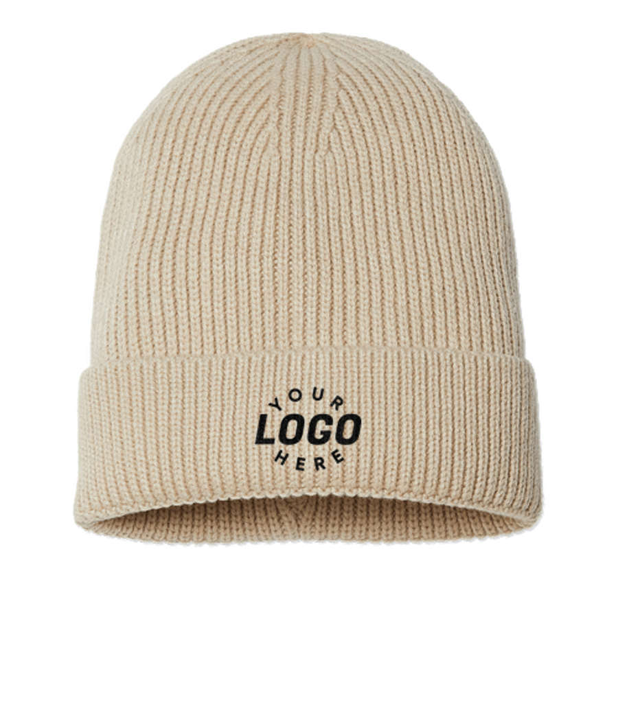 Atlantis Headwear Andy Sustainable Fine Rib Cuff Beanie in Light Beige