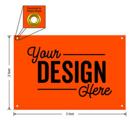 Full Color 3' x 2' Vinyl Banner - Color: Orange