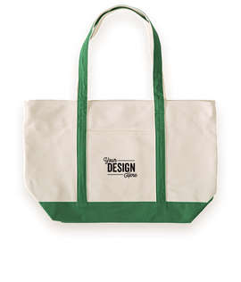Large Heavyweight Cotton Zippered Boat Tote - Color: Green