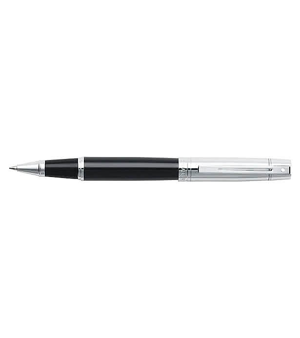 Laser Engraved Sheaffer 300 Glossy Black and Chrome Rollerball Pen (black ink)