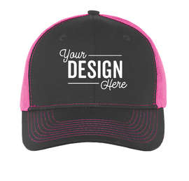 Port Authority Snapback Trucker Hat - Color: Grey Steel / Neon Pink