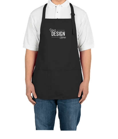 Port Authority Stain Release Medium Length Apron - Screen Printed - Black