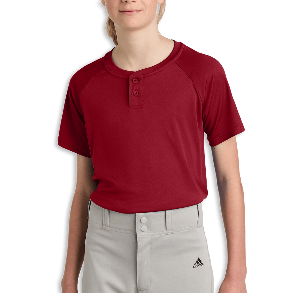 Sport-Tek Youth Competitor 2-Button Baseball Henley-default