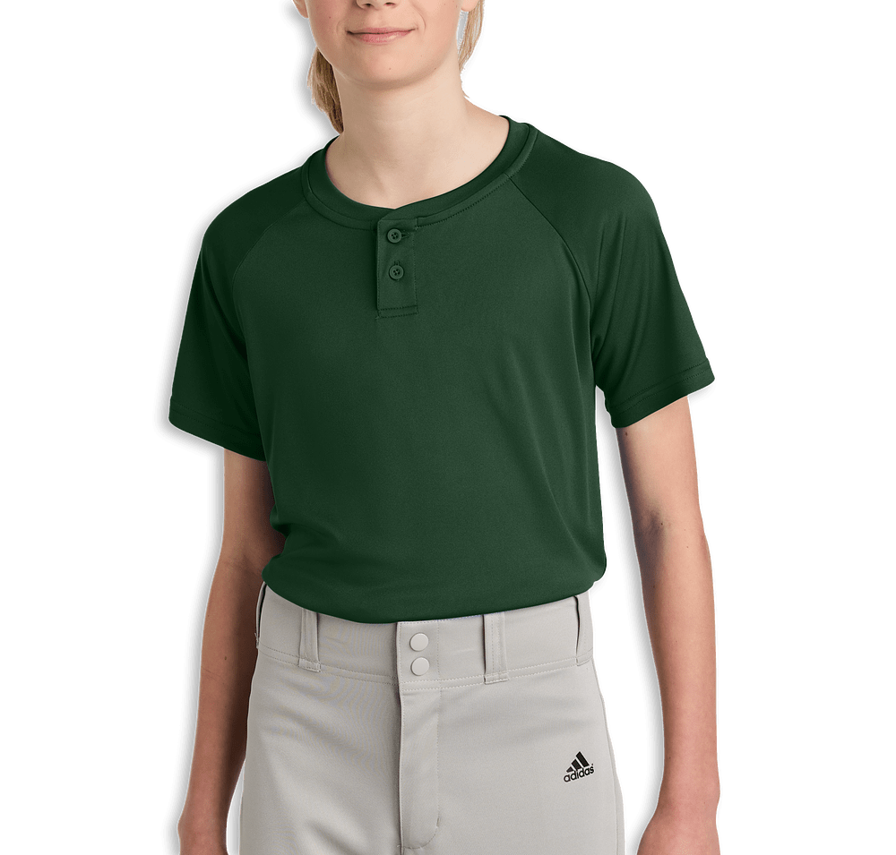 Sport-Tek Youth Competitor 2-Button Baseball Henley-default