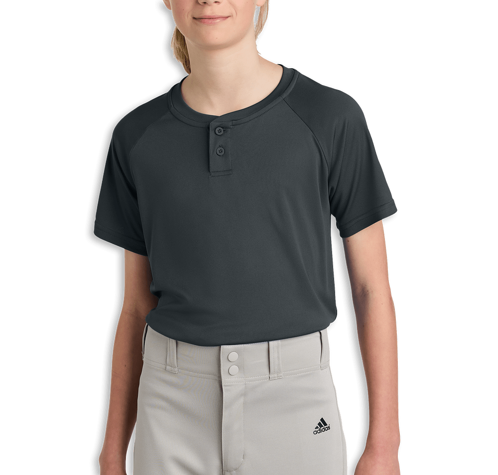 Sport-Tek Youth Competitor 2-Button Baseball Henley-default