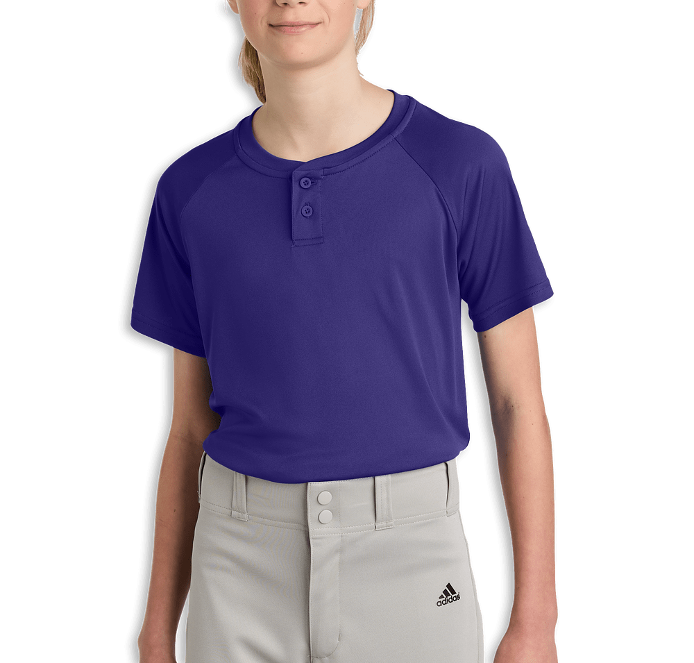 Sport-Tek Youth Competitor 2-Button Baseball Henley-default