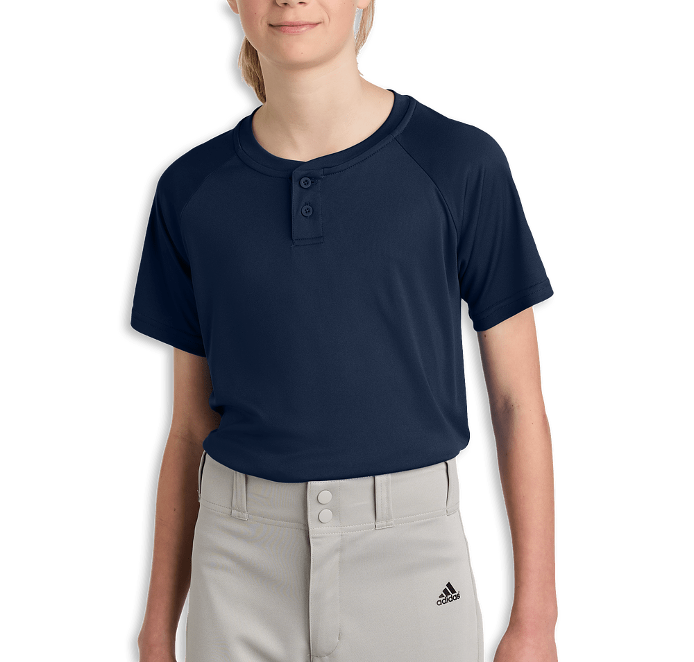 Sport-Tek Youth Competitor 2-Button Baseball Henley-default