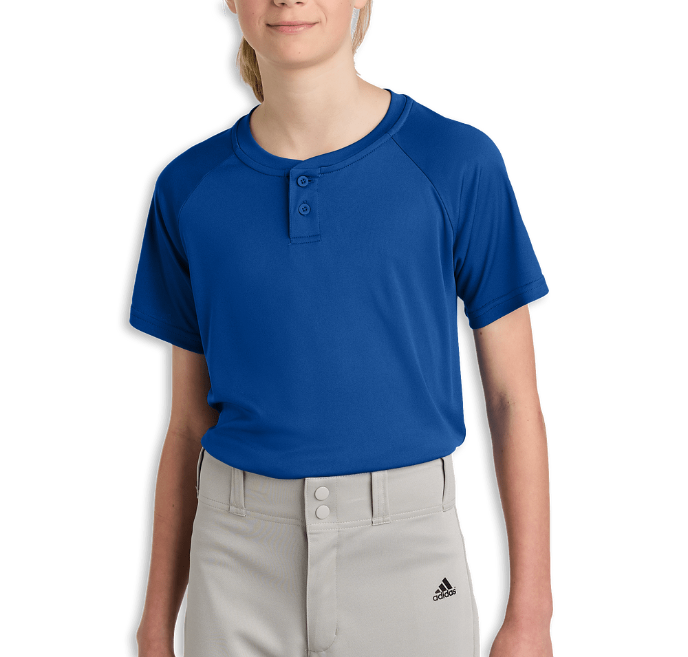 Sport-Tek Youth Competitor 2-Button Baseball Henley-default