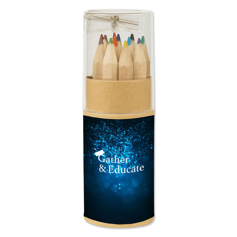 Full Color 12-Piece Colored Pencil Tube Set with Sharpener