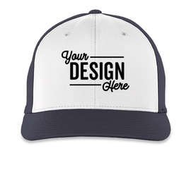 Pacific Headwear Perforated Flexfit Performance Hat - Color: White / Navy / Navy
