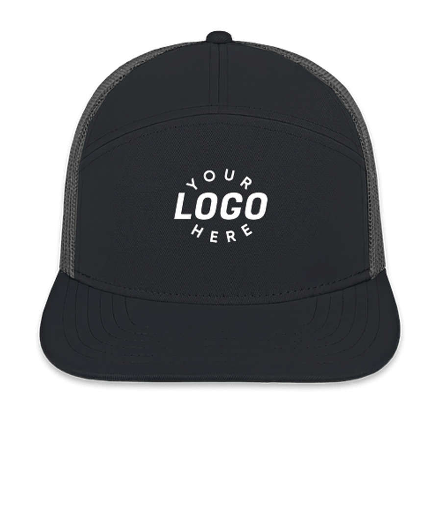 Blue Generation Seven Panel Snapback Trucker Hat - Printed in Black/Charcoal