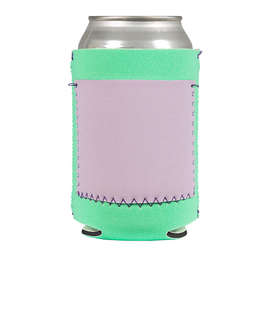 Full Color Neoprene Can Cooler with Pocket - Color: Sea Green / Lilac Breeze / Purple