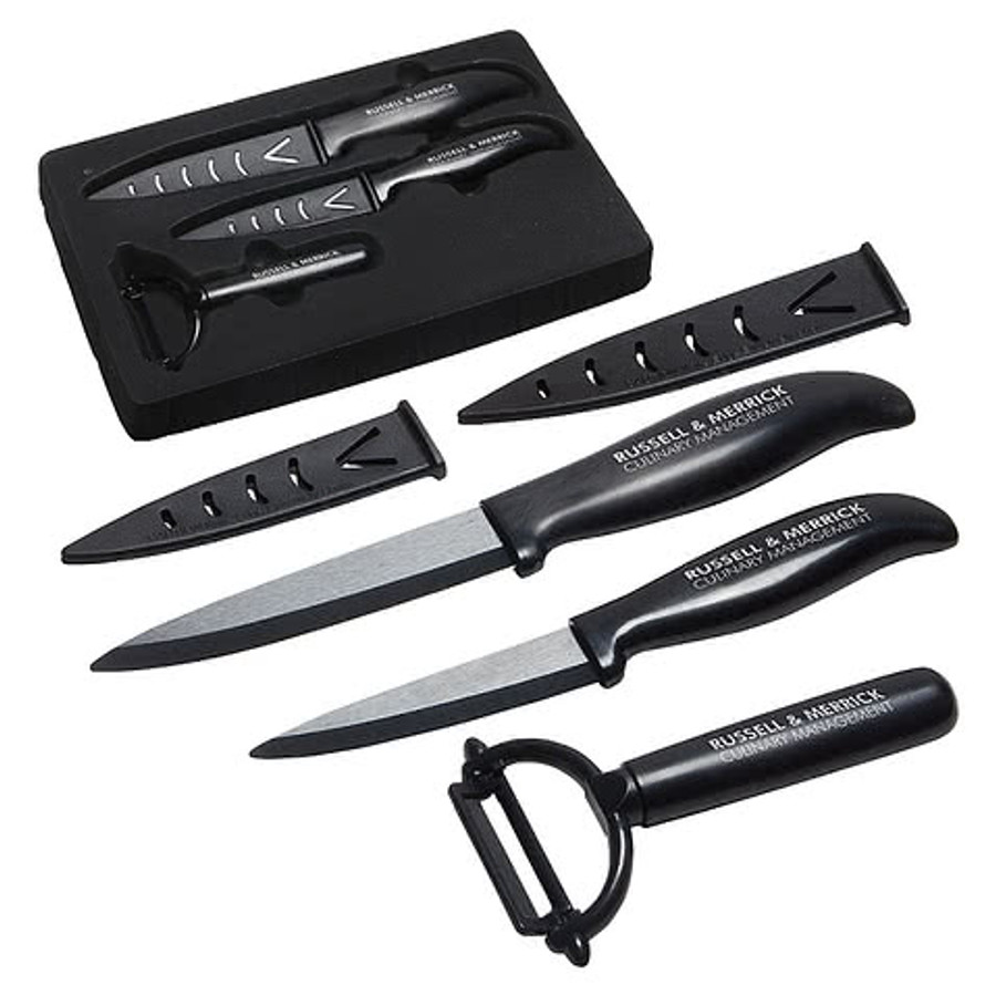 Top Choice Ceramic Knife & Peeler Set in Black