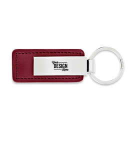 Laser Engraved Leatherette Keychain - Color: Brick Red / Silver