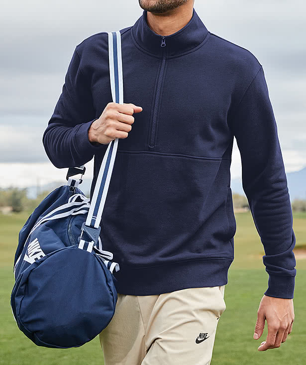 Nike Club Swoosh Sleeve Quarter Zip Sweatshirt