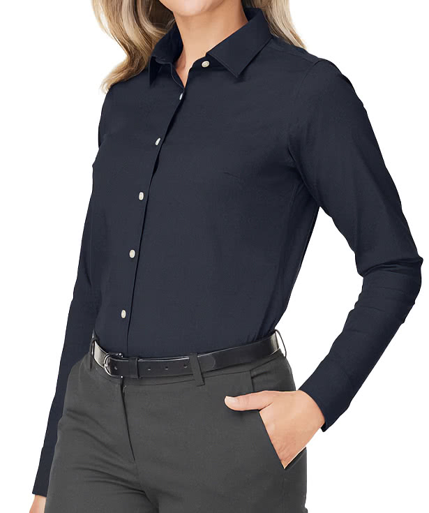 Devon & Jones Women's CrownLux Spencer Poplin Dress Shirt - Embroidery