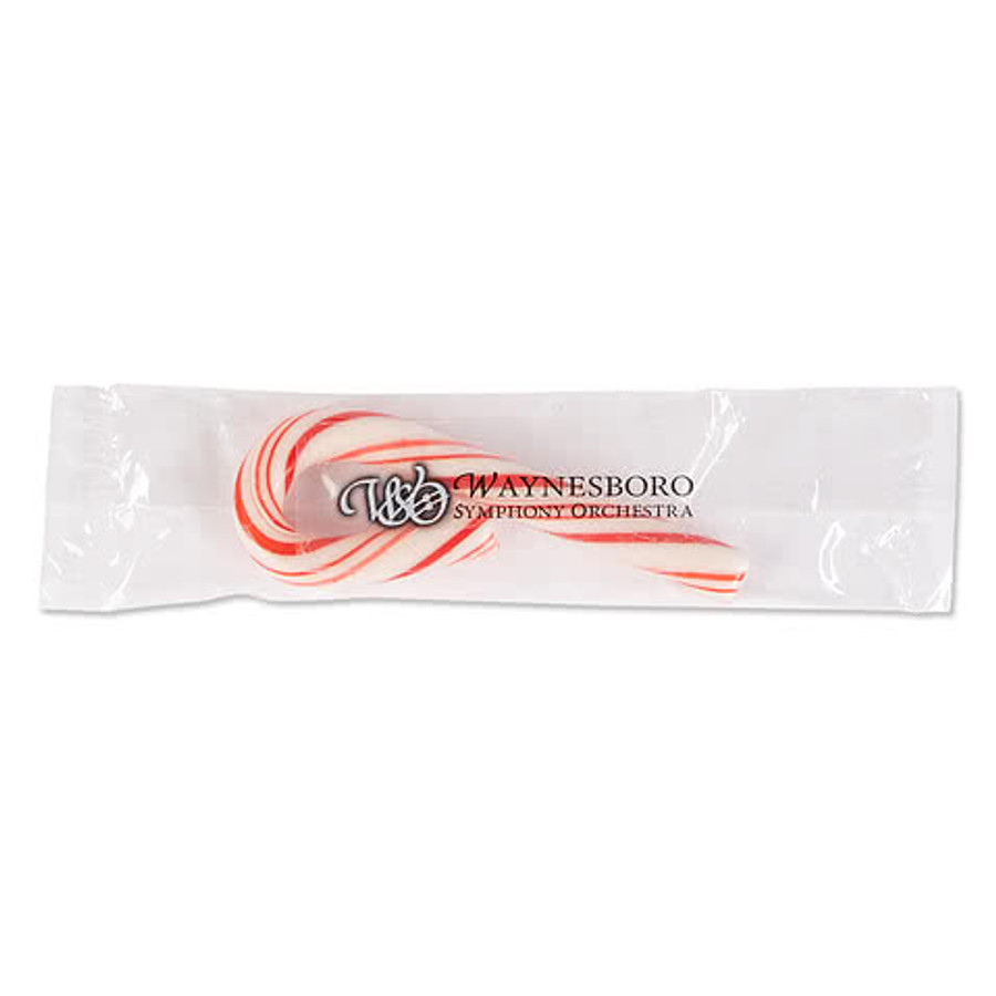 Full Color Individually Wrapped Small Candy Cane in White