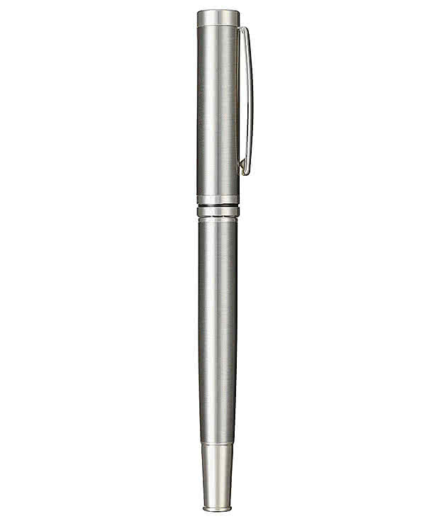 Laser Engraved Recycled Stainless Steel Rollerball Pen (black ink)