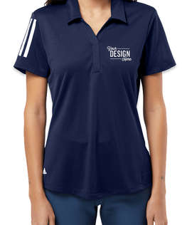 Adidas Women's Floating 3-Stripes Performance Polo - Color: Team Navy Blue / White