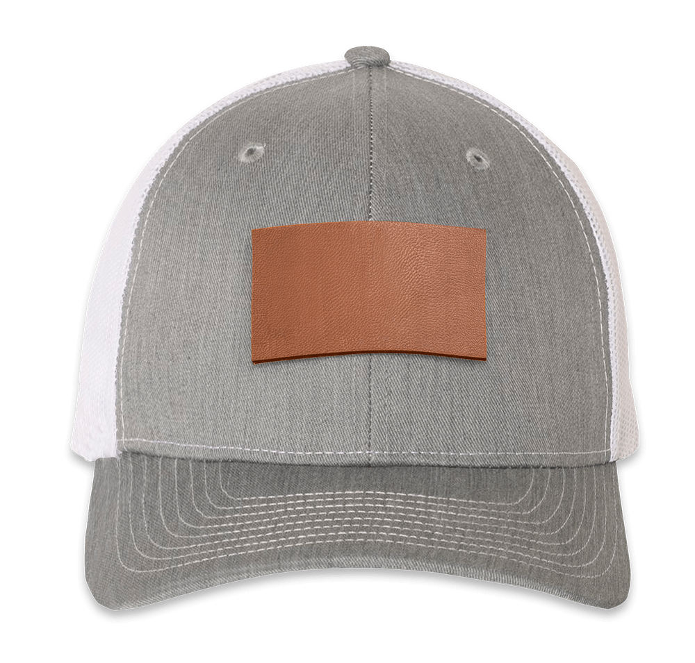 Richardson Snapback Trucker Hat - Rectangle Faux Leather Patch - Laser Engraved-default