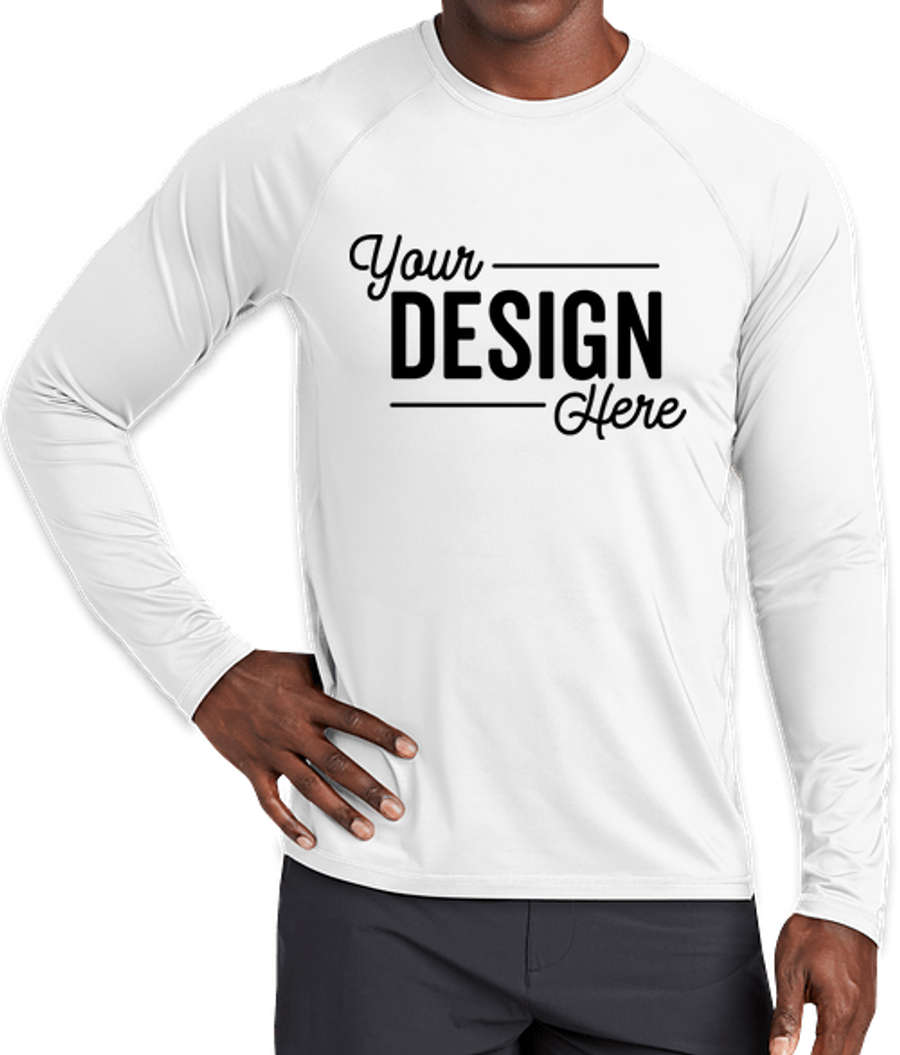 Sport-Tek Long Sleeve Rash Guard Shirt in White
