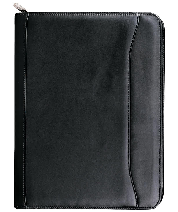 Debossed Millennium Leather Zippered Padfolio