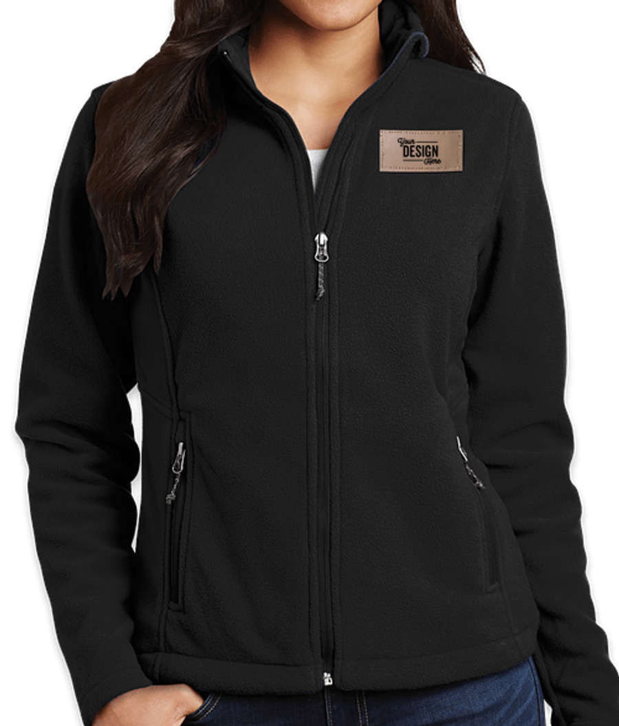 Port Authority Women's Value Fleece Jacket - Faux Leather Patch in Black