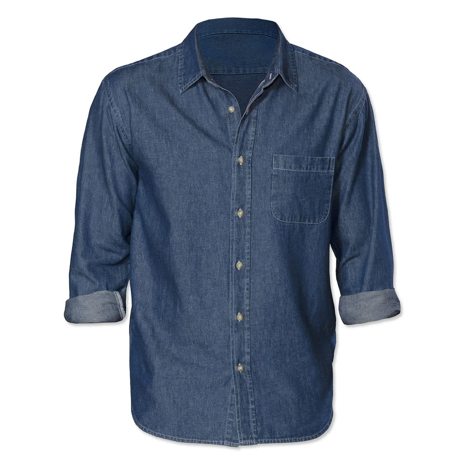 Blue Generation Untucked Long Sleeve Denim Shirt - Embroidered