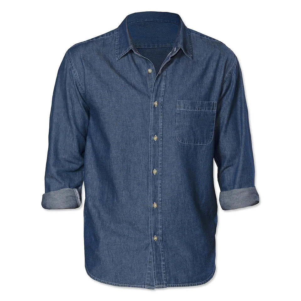 Blue Generation Untucked Long Sleeve Denim Shirt - Printed