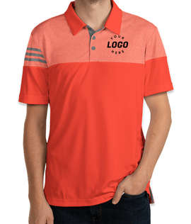 Adidas 3-Stripes Colorblock Performance Polo - Color: Blaze Orange / Vista Grey