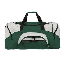 Port Authority Colorblock Gym Bag - Screen Printed - Color: Hunter / Grey