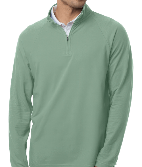 Devon & Jones Seaton Pebble Performance Quarter Zip Pullover in Balsam Green