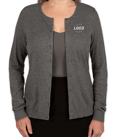 Port Authority Women's Full Button Cardigan Sweater  - Charcoal Heather