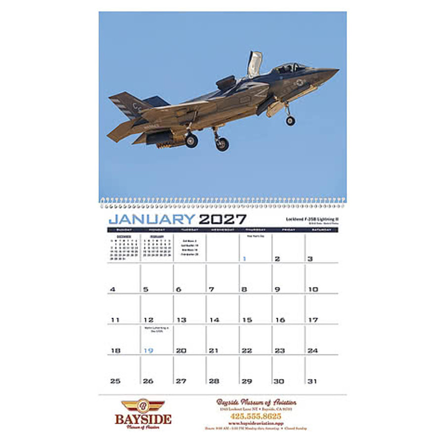 Full Color Planes Spiral Wall Calendar in Planes.2026