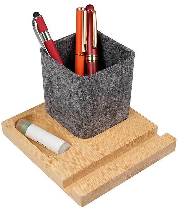 Recycled Felt & Bamboo Pen Holder