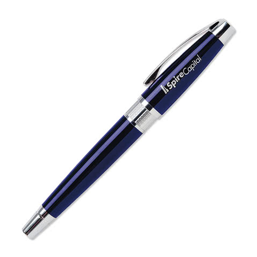 Laser Engraved Guillox 8 Metal Rollerball Pen (black ink) in Black