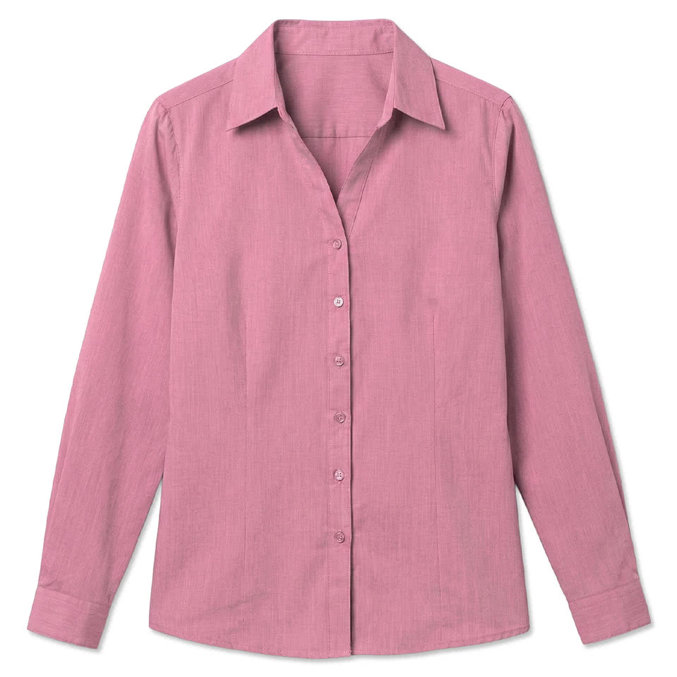 Blue Generation Women’s Untucked Crossweave Long Sleeve Dress Shirt