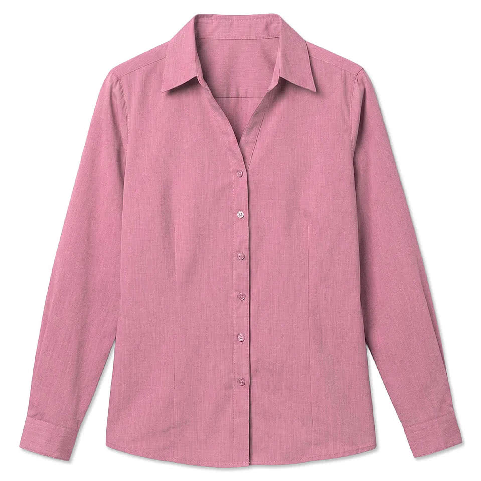 Blue Generation Women’s Untucked Crossweave Long Sleeve Dress Shirt - Printed